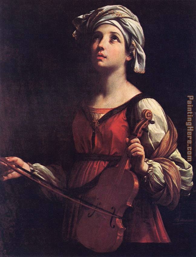 St Cecilia painting - Guido Reni St Cecilia art painting